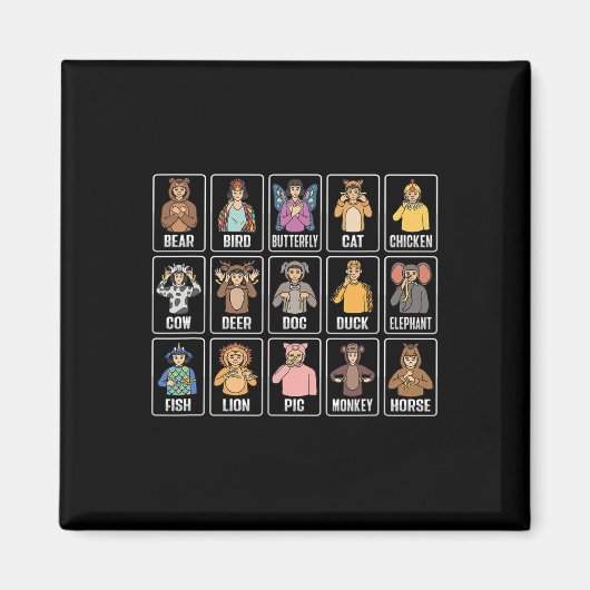 Asl Hand Gesture Animals Deaf Hörverlust Awarene Magnet (Vorne)