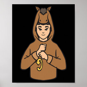 Asl Hand Gesture Deaf Hörschreckenjäger Poster