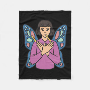 Asl Hand Gesture Deaf HörverschleißGirl Fleecedecke