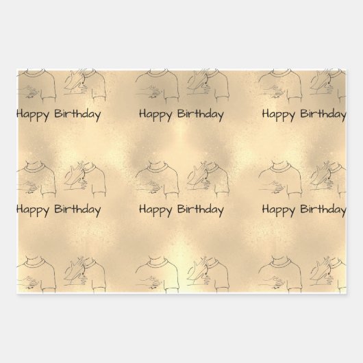 ASL Happy Birthday /Hand Signature and Finger Rech Geschenkpapier Set (Vorderseite 2)