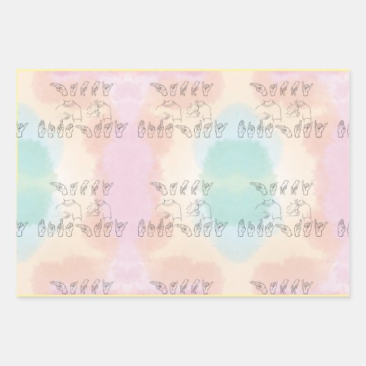 ASL Happy Birthday /Hand Signature and Finger Rech Geschenkpapier Set (Vorderseite)