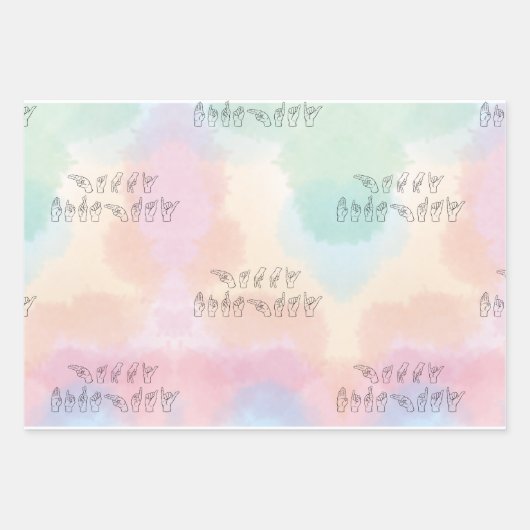 ASL Happy Birthday /Hand Signature and Finger Rech Geschenkpapier Set (Vorderseite 3)