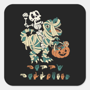 ASL Happy Halloween II - Niedliche Spooky Saison Quadratischer Aufkleber