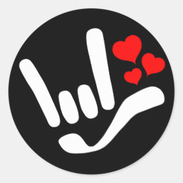 ASL I Liebe, dass Sie mit dem Herz Classic Runde u Runder Aufkleber