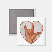 ASL I LIEBE DICH, HERZGESTELLT MAGNET (Vorderseite/Rückseite)