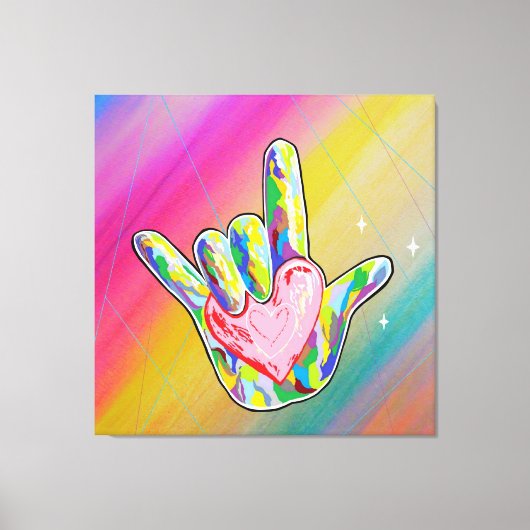 ASL I LIEBE, die SIE mit Herz unterzeichnen Leinwanddruck (Vorderseite)