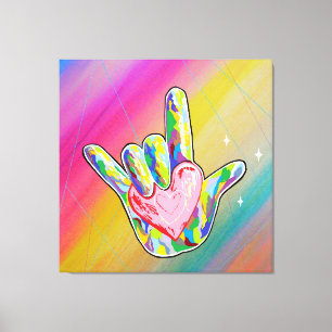 ASL I LIEBE, die SIE mit Herz unterzeichnen Leinwanddruck