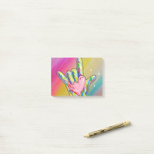 ASL I LIEBE IHNEN Herz Post-it Klebezettel (Auf Schreibtisch)