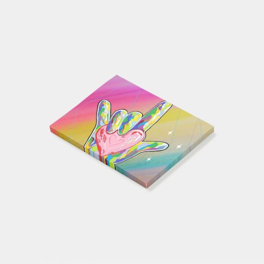 ASL I LIEBE IHNEN Herz Post-it Klebezettel (angewinkelt)