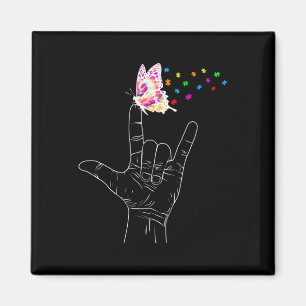 ASL I Liebe Sie geben Gebärdensprache Butterfly Au Magnet