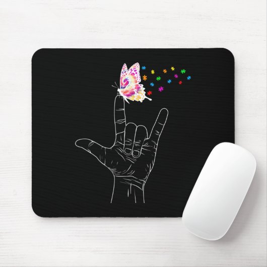 ASL I Liebe Sie geben Gebärdensprache Butterfly Au Mousepad (Mit Mouse)