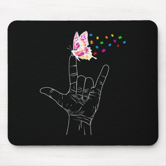 ASL I Liebe Sie geben Gebärdensprache Butterfly Au Mousepad (Vorne)