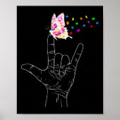 ASL I Liebe Sie geben Gebärdensprache Butterfly Au Poster (Vorne)