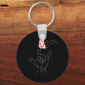 ASL I Liebe Sie geben Gebärdensprache Butterfly Au Schlüsselanhänger (Rückseite)