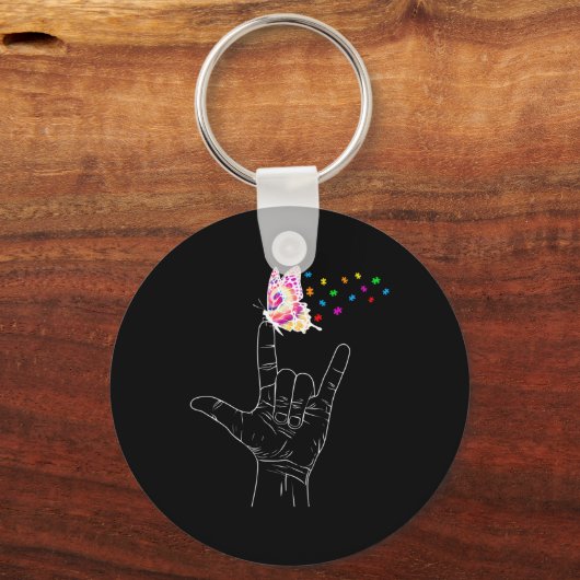 ASL I Liebe Sie geben Gebärdensprache Butterfly Au Schlüsselanhänger (Rückseite)