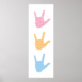 ASL I Liebe Sie Signieren Sprache 12" x 36" Poster