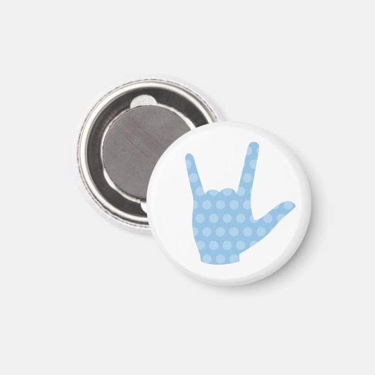 ASL I Liebe You Blue Dots Signing Language Magnet (Vorderseite/Rückseite)