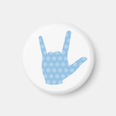 ASL I Liebe You Blue Dots Signing Language Magnet (Vorne)