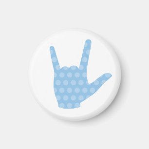 ASL I Liebe You Blue Dots Signing Language Magnet