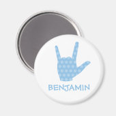 ASL I Liebe You Blue Dots Zeichensprache Name Magn Magnet (Vorderseite/Rückseite)