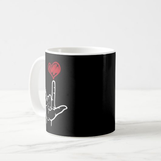 ASL I Liebe You Hand Heart American Sign Language Kaffeetasse (Vorderseite Links)