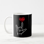 ASL I Liebe You Hand Heart American Sign Language Kaffeetasse (Links)