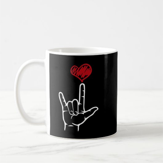 ASL I Liebe You Hand Heart American Sign Language Kaffeetasse (Links)