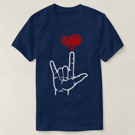 ASL I Liebe You Hand Heart American Sign Language T-Shirt (Design vorne)
