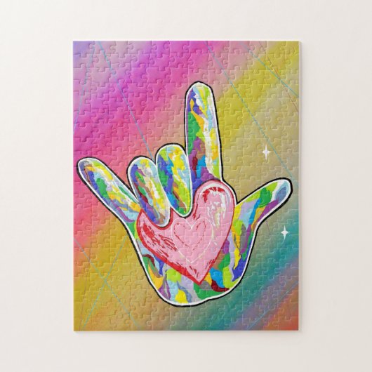 ASL I LIEBE YOU Heart Puzzle (Vertikal)