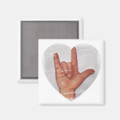 ASL "I LIEBE YOU" HERZSHAPE #2 MAGNET (Vorderseite/Rückseite)