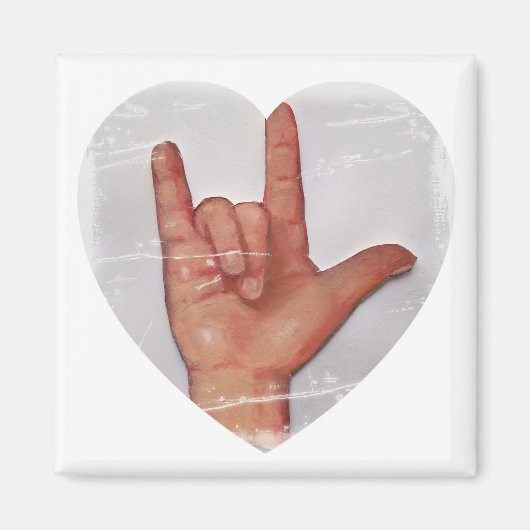 ASL "I LIEBE YOU" HERZSHAPE #2 MAGNET (Vorne)