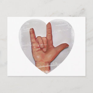 ASL "I LIEBE YOU" HERZSHAPE #2 POSTKARTE