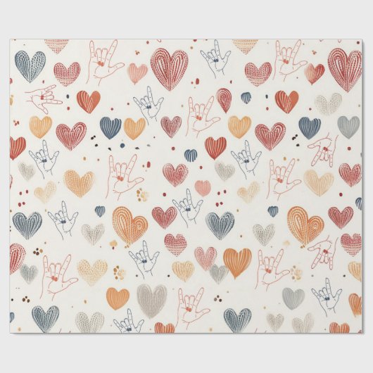 ASL "I Liebe you" Packpapier, Signsprache Geschenkpapier (Flach)