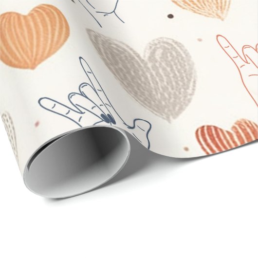 ASL "I Liebe you" Packpapier, Signsprache Geschenkpapier (Rolleneckpunkt)