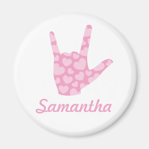 ASL I Liebe You Pink Hearts Gebärdensprache und - Magnet