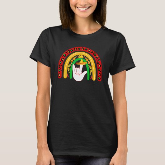 Asl I Liebe You Rainbow Sign Language Cinco De May T-Shirt (Vorderseite)
