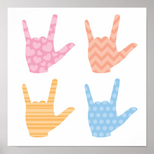 ASL I Liebe You Sign Language Patterns Poster