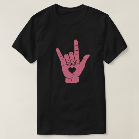 ASL "I Liebe You" Zeichensprache Hand mit Herz T-Shirt (Design vorne)