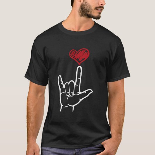 Asl I Love You Hand He American Sign Language T-Shirt (Vorderseite)
