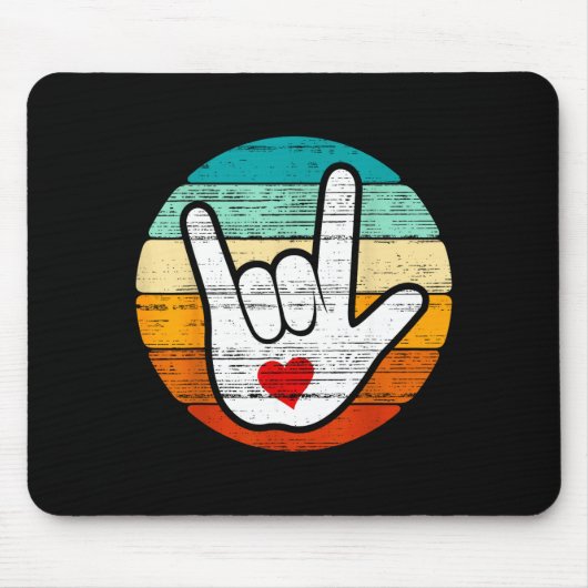 Asl I Love You, Sign Language Heart Love Valentine Mousepad (Vorne)