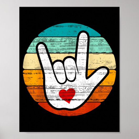 Asl I Love You, Sign Language Heart Love Valentine Poster (Vorne)