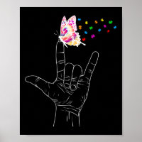 Asl Ich Liebe Dich Hand Gebärdensprache Schmetterl