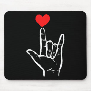 Asl Ich liebe dich Hand Herz Amerikanische Gebärde Mousepad