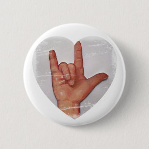 ASL "ICH LIEBE SIE" HERZ-FORM #2 BUTTON