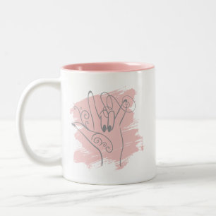 ASL-Illustrierte Tasse - Rosa Personalisiert
