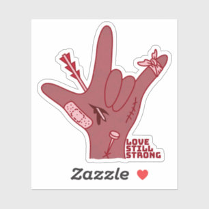 ASL ILY Design - Liebe verwundet, aber noch stark Aufkleber