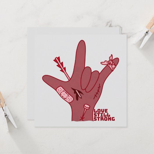 ASL ILY Design - Liebe verwundet, aber noch stark Karte (Vorderseite/Rückseite Beispiel)