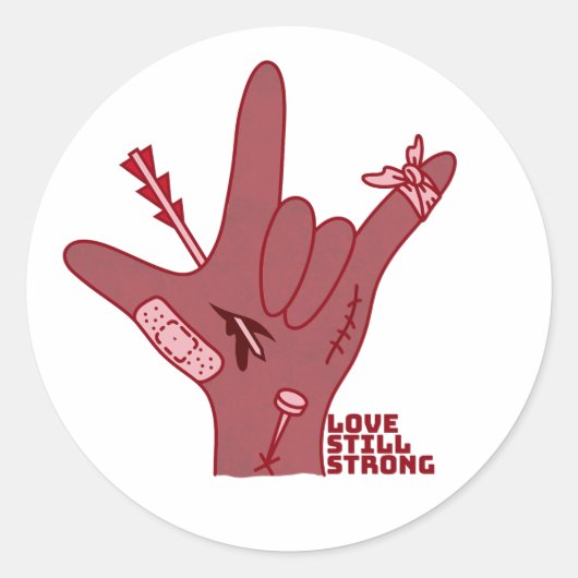 ASL ILY Design - Liebe verwundet, aber noch stark Runder Aufkleber (Vorderseite)