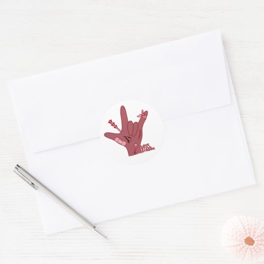 ASL ILY Design - Liebe verwundet, aber noch stark Runder Aufkleber (Umschlag)