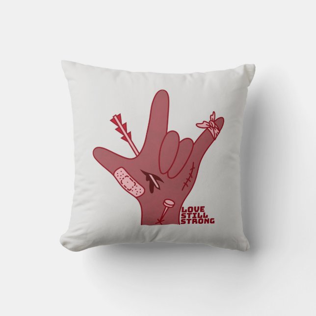 ASL ILY Design - Love Wounded But Still Strong Kissen (Vorderseite)